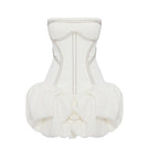 Zeynep Tosun off-white gabardine mini dress displayed from the front, showcasing its sleek design and tailored fit.