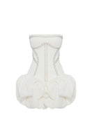 Zeynep Tosun off-white gabardine mini dress displayed from the front, showcasing its sleek design and tailored fit.