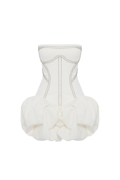 GABARDINE MINI DRESS IN OFF-WHITE | CULT MIA | Zeynep Tosun