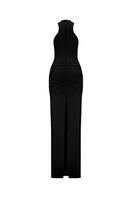 Black Moon Chaser maxi dress by Zeynep Tosun, featuring elegant flowing fabric and a stylish back design.