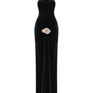 Black Zeynep Tosun Moon Chaser maxi dress featuring a flowing silhouette and elegant design, front view in the image.