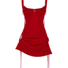 Zeynep Tosun Rosetta Red mini dress with fitted silhouette and sleeveless design, front view showcasing elegant style.