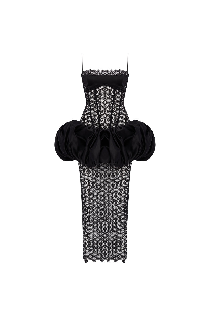BRODERIE DRESS IN BLACK - CULT MIA