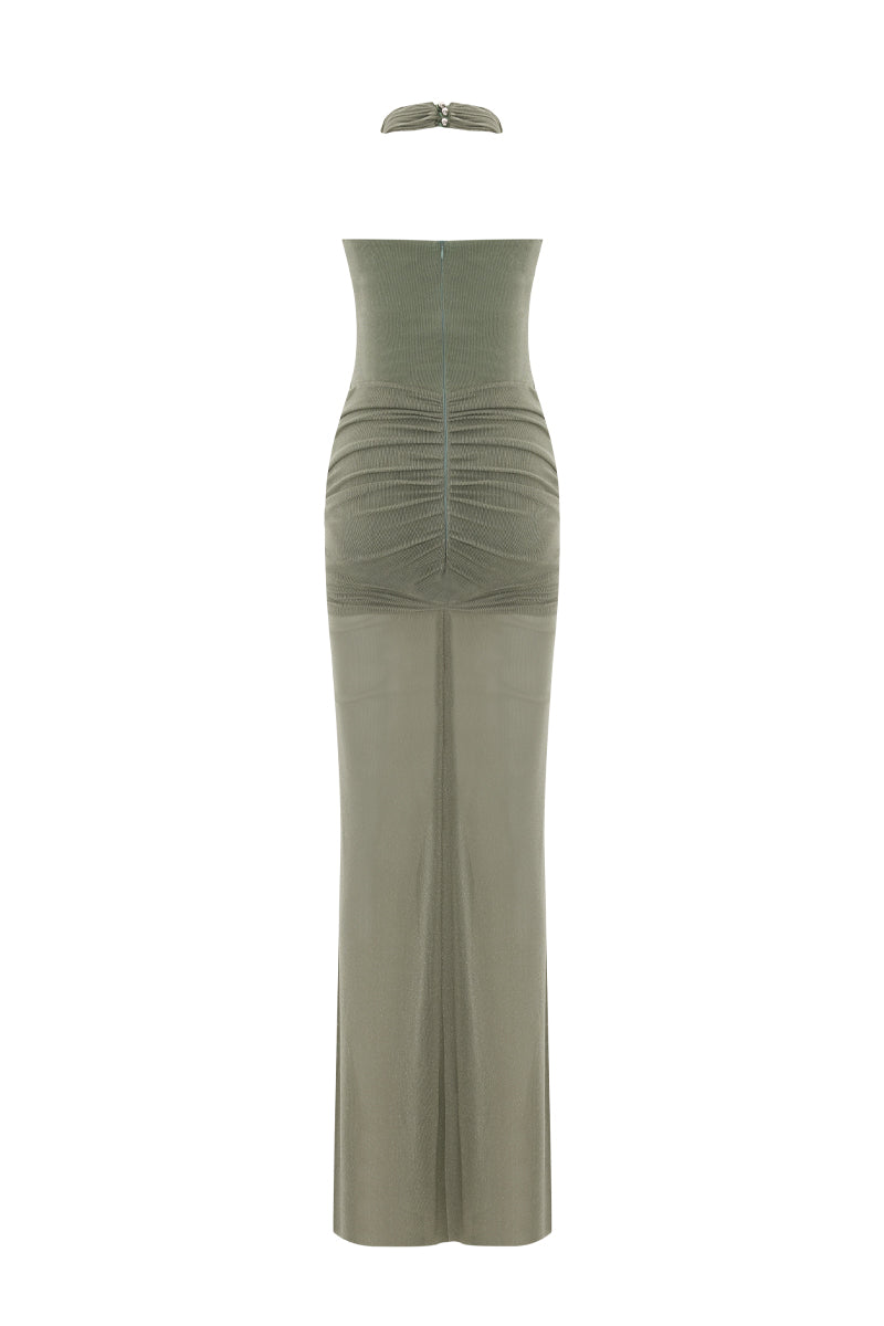 LUREX TULLE MAXI DRESS IN GREEN - CULT MIA