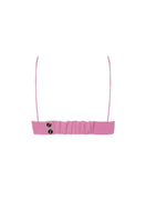 Zeynep Tosun pink gabardine bra top shown from the back with tailored fit and smooth fabric.