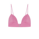 Pink gabardin bra top by Zeynep Tosun, featuring a fitted design and subtle detailing, shown from the front.