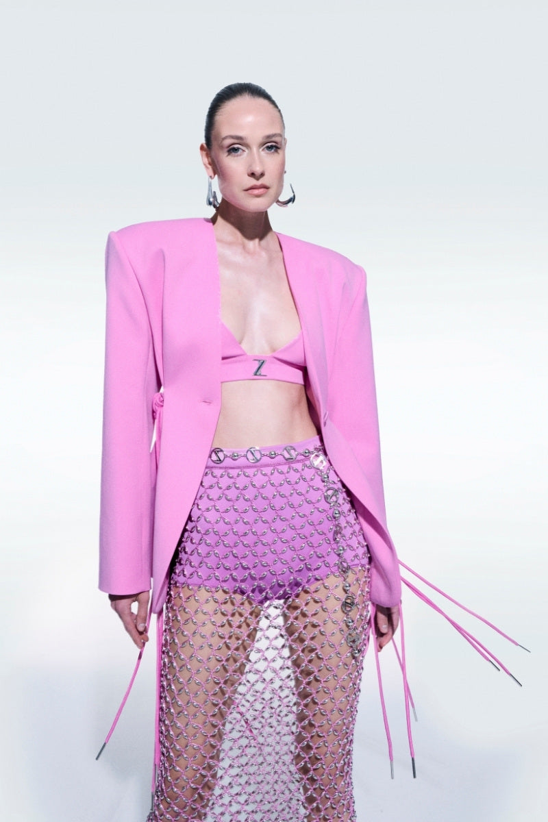 Pink gabardine bra top by Zeynep Tosun featuring a sleek, fitted design with subtle detailing and a comfortable fit.