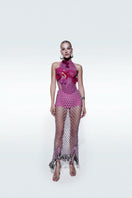 Pink floral broderie asymmetrical top by Zeynep Tosun, featuring intricate embroidery and a stylish, unique design.