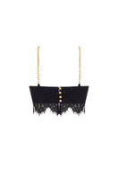 Black mini lace bra top by Zeynep Tosun, featuring delicate lace details and a fitted design, shown from the back view.