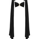 Black draped top with cape detail from Zeynep Tosun, featuring elegant fabric and stylish design, front view.