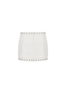 Zeynep Tosun off-white broderie mini skirt with intricate embroidery, back view showing detailed craftsmanship.