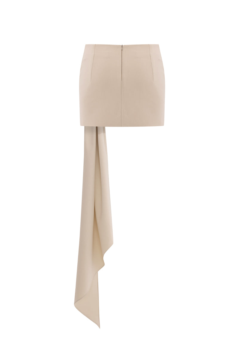 DRAPED MINI SKIRT IN BEIGE - CULT MIA