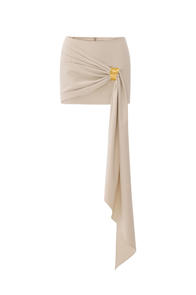wonnyribbon mia skirt 2XLサイズ　ベージュ DRAPED MINI SKIRT IN BEIGE | CULT MIA | Zeynep Tosun