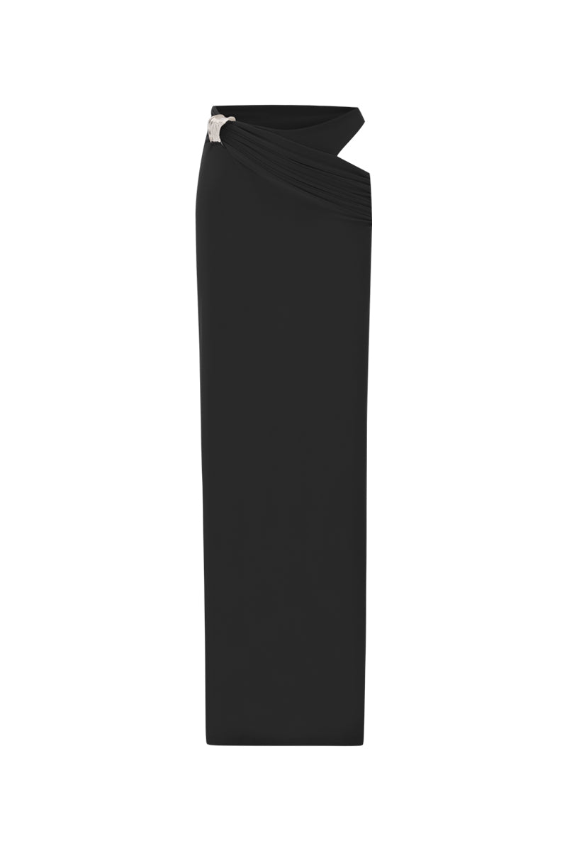 DRAPED MAXI SKIRT IN BLACK - CULT MIA
