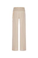 Beige Zeynep Tosun pants with attached belt, shown from the back, featuring a tailored fit and stylish design.