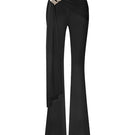 Black wide-leg draped pants by Zeynep Tosun, front view showcasing relaxed fit and stylish draping details.