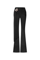Black wide-leg draped pants by Zeynep Tosun, front view showcasing relaxed fit and stylish draping details.