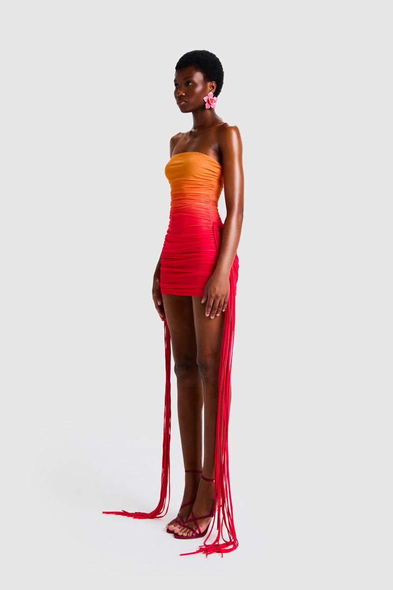 ombre dress casual V-neck Ombre Chiffon Maxi Dress With Belt, Casual Midi Dresses 2025 Spring Summer Dresses 2025