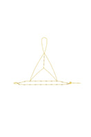 Gold Zeen hand chain bracelet by Velvet Desert featuring intricate chain design and elegant adornment.