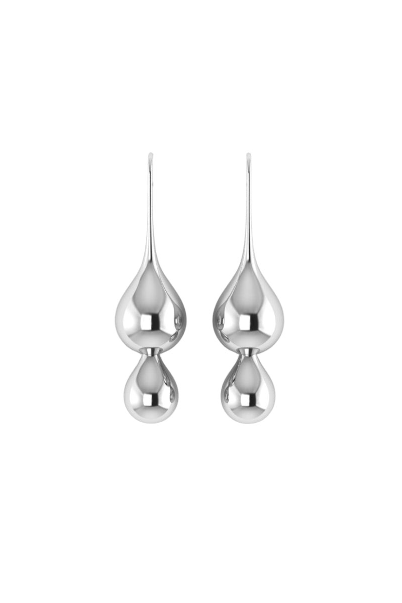 Silver Zen Twin earrings by Oz Objects featuring sleek, modern design with twin hoop elements for a minimalist jewelry look.