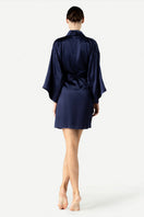 NK IMODE Zero Waste Robe in evening blue, showcasing the back view of the eco-friendly, sustainable robe.