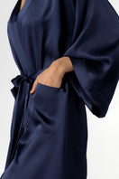 NK IMODE Zero Waste Robe in evening blue, detailed view showcasing eco-friendly fabric and relaxed fit for sustainable fashion.