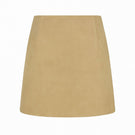 Zut Zia mini skirt in butter yellow fabric, high-waisted design with a smooth, stylish silhouette perfect for casual or dressy outfits.