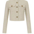 ZUT ZUKE cropped jacket in sand color, stylish lightweight jacket with long sleeves and a front zipper.
