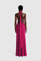 BBXBRAND Zuma Maxi Dress in vibrant dragonfruit color, flowing maxi style with sleeveless design and lightweight fabric.