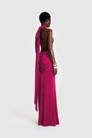 BBXBRAND Zuma maxi dress in vibrant dragonfruit color, flowing design, and sleeveless style, perfect for summer wear.