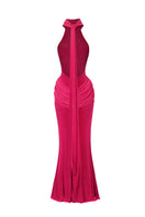 BBXBRAND Zuma Maxi in Dragonfruit, a flowy maxi dress with vibrant floral pattern, shown from the back.