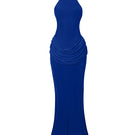 BBXBRAND Zuma Maxi Dress in sapphire color, front view showcasing elegant flowy fabric and maxi length design.