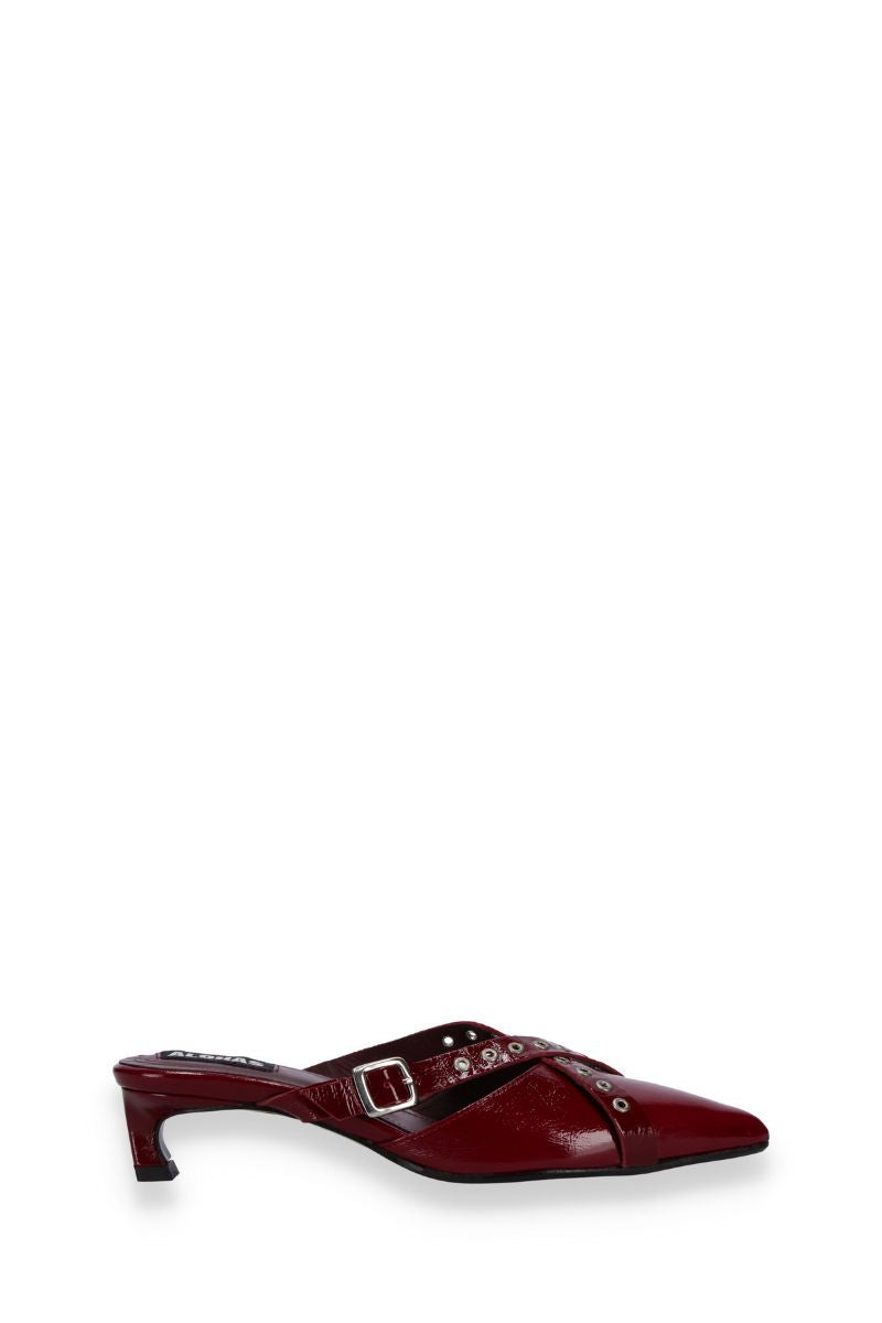 ZYRA ONIX BURGUNDY LEATHER MULES - CULT MIA