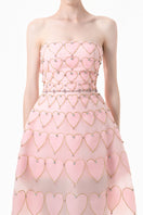 Blush pink embellished gown with heart motif from Happy Clothing, featuring intricate details and elegant fabric.
