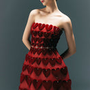 Elegant burgundy gown by Happy Clothing featuring a heart motif embellishment on the front, perfect for special occasions.