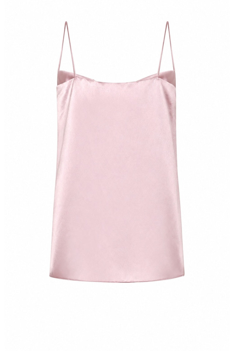 Pink Lekieu Nadya camisole top with adjustable straps and soft fabric, displayed on a plain background.
