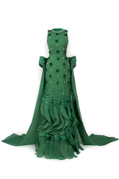 CULT MIA X HAPPY CLOTHING POTTER MERMAID JEWEL NECK ORGANZA MAXI