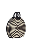 Black Zenú large leather and Caña Flecha top handle bag by Adriana Castro, featuring a stylish leather and woven design.
