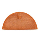 Tan leather clutch from Adriana Castro with sleek design, featuring a fold-over flap and minimalist style.