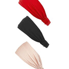 Aethera Claudine Nero silk headwrap set with rose and crimson colors, featuring elegant, soft silk hair accessories.