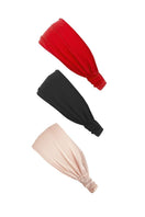 Aethera Claudine Nero silk headwrap set with rose and crimson colors, featuring elegant, soft silk hair accessories.