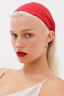 Aethera Claudine Nero silk headwrap set featuring rose and crimson colors, styled as elegant hair accessories.