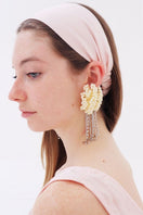 Aethera Claudine Nero silk headwrap set with rose and crimson colors, featuring elegant hair accessories and headbands.