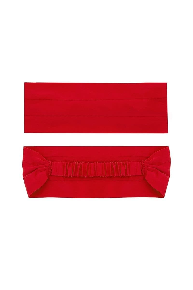 Aethera Claudine Nero silk headwrap set featuring a rose and crimson color combination, styled as elegant hair accessories.