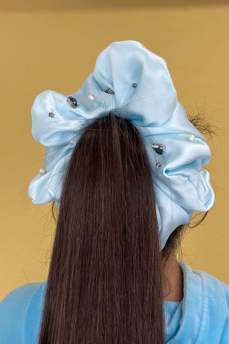 CULT MIA X AETHERA AQUA HARLOW EMBELLISHED SCRUNCHIE | Aethera | CULT MIA