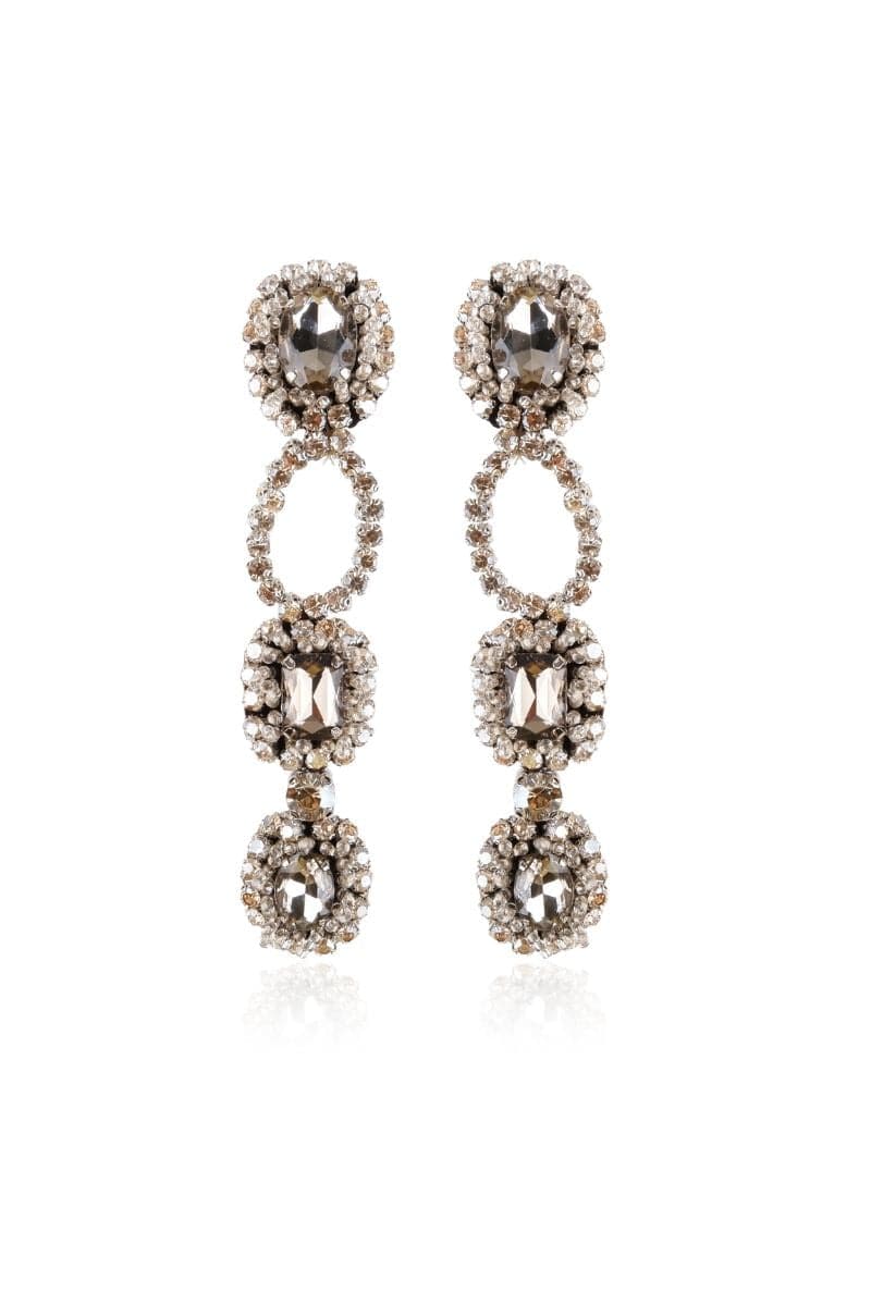 FONTANA GRAY CRYSTAL AND SEED BEADED CLIP ON EARRINGS | Aidan & Ice | CULT MIA