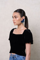Navy Gianna earrings by Aidan & Ice featuring elegant drop design in deep blue, perfect for stylish accessories.