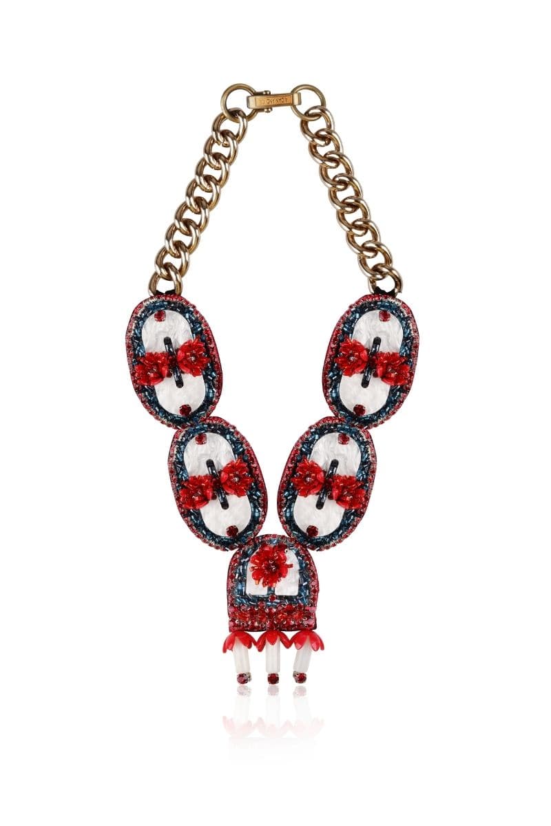Red Oceana necklace by Aidan & Ice featuring vibrant red beads and a stylish design.