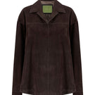 ZUT Meydan suede jacket displayed on a hanger, featuring a classic design with a soft, tan suede exterior and stylish collar.