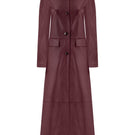 ZUT Palermo leather coat displayed on a hanger, showcasing its classic design and rich brown leather material.